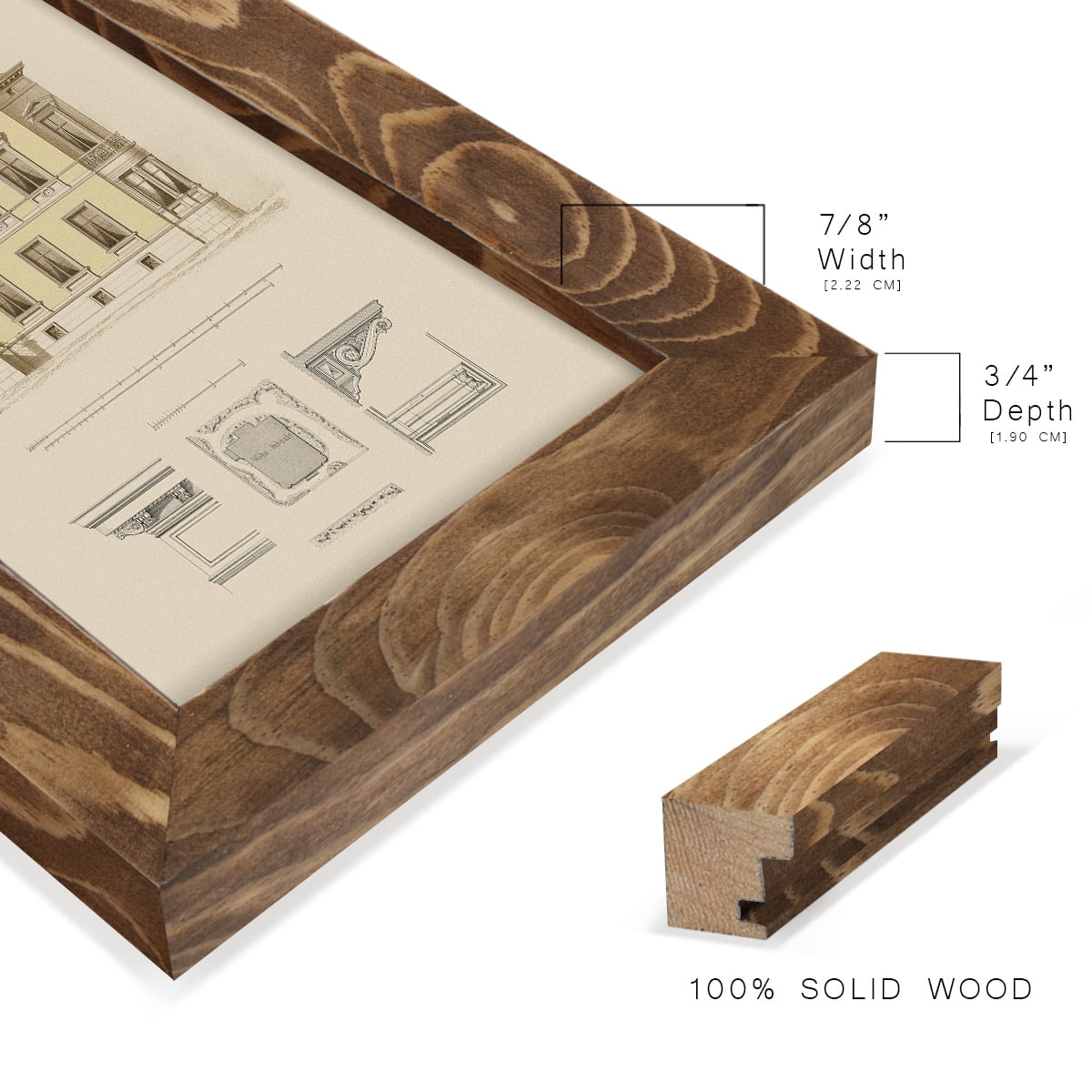 Estate and Plan VI -Framed Print w/glass-Walnut