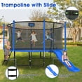 thumbnail image 6 of Jump Into Fun Trampoline 16 15 14 12FT for 5-7 Kids/ 1-2 Adults, Trampoline with Slide, Enclosure, Basketball Hoop and Ladder, 1200LBS Heavy Duty Galvanized Outdoor Trampoline for Family, 6 of 8