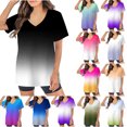 thumbnail image 5 of Tumotour Summer Tops For Women Printing V Neck T Shirts With Pockets Soft Short Sleeve Basic Tees Spring Casual Blouse Tops 2025 Working Uniform, 5 of 5