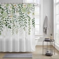 thumbnail image 3 of Spring Summer Leaf Shower Curtain, Watercolor Country Green White Floral Falling Leaf Waterproof Shower Curtain Set with 12 Hooks Lightweight Bath Curtains Fabric Bathroom Decor 72x72 Inches, 3 of 9