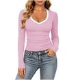 thumbnail image 7 of yillto Womens Tops Fall Fashion Basic Long Sleeve Scoop Neck Going out Stretchy Slim Tees T Shirts, 7 of 7