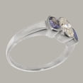 thumbnail image 3 of LBG British Made 10k White Gold Cubic Zirconia & Real Genuine Tanzanite Womens Promise Ring - 33 size options - Size 8.25, 3 of 6