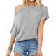 thumbnail image 1 of Top Con Hombros Descubiertos Para Mujer, Camiseta Básica De Color Puro De Gran Tamaño De Corte Holgado A La Moda Que Se Viste Fácilmente Para Las Vacaciones ANGGREK No, 1 of 6