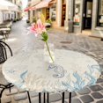thumbnail image 6 of Blue Seahorse Coastal Round Tablecloth for 55-60 Inch Tables,Fitted Table Cover with Elastic Edge,Summer Beach Nautical Ocean Coral Vintage Waterproof Outdoor Table Cloth Protector for Patio Dinner, 6 of 9