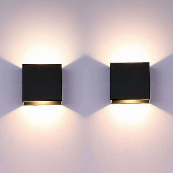 2-pack black LED wall lights in aluminum for indoor use, compatible with various brands[JSR]'-FY