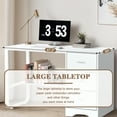thumbnail image 4 of DreamCurship White Desk with Drawers, White Computer Desk with Shelves, Home Office Desk for Small Space, White, 4 of 8