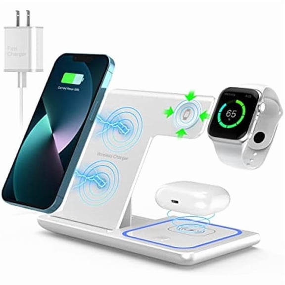 Saluqifa Wireless Charger, 3 in 1 Wireless Charger Station for iPhone/iWatch/Airpods,iPhone15 14,13,12,11 (Pro, Pro Max)/XS/XR/XS/X/8(Plus),iWatch 7/6/SE/5/4/3/2,AirPods 3/2/pro