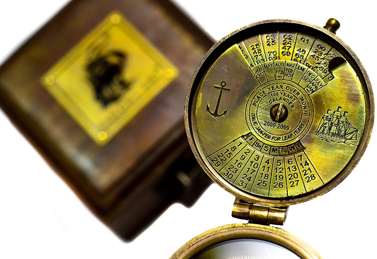 Sailor's Art Pocket Antique Handcrafted Brass Compass with Box Camping Equipment-Sailor's Marine Boat Gifts-Direction Navy Compass-Vintage Décor Item