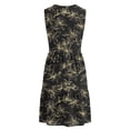 thumbnail image 7 of Women's Beach Dress V Neck Button Sleeveless Print Pleated Sundress Summer Vacation Casual Midi Dresses (XL, Black), 7 of 7