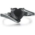 thumbnail image 5 of Black Gold Plated Heart Shaped Stone Solitaire Style Wedding Engagement Promise Statement Ring, 5 of 8