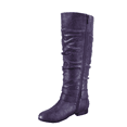 thumbnail image 3 of Women's Zipper Knee High Riding Boots Casual Flat Low Heel Winter Boots Shoes ( Purple, 8.5), 3 of 5