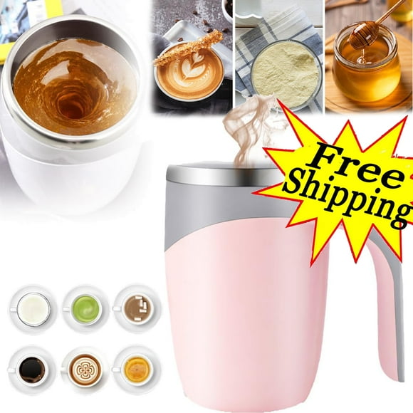 Coffee Mug, Automatic Magnetic Stirring Coffee Mug,2025 Upgrade Stainless Steel Self Stirring Coffee Mug,Portable Rechargeable Magnetic Stirring Coffee Mugs for Home,Office,School,Travel (Pink)