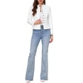 thumbnail image 2 of INSPIRE CHIC Business Casual Blazer for Women Classic Button Warm Stand Collar Long Sleeve Work Fitted Blazer Suit Jackets XL Cream White, 2 of 6