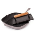 thumbnail image 2 of BergHOFF Neo 2pc Cast Iron 11" Grill Pan with Steak Press, Oyster, 2 of 6