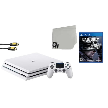Sony PlayStation 4 PRO Glacier 1TB Gaming Console White with Call of Duty Ghosts BOLT AXTION Bundle Like New