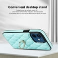 thumbnail image 3 of ELEHOLD for iPhone 12 Mini 5.4 inch 2020 Case, Luxury Rhomboid Quilted PU Leather Soft TPU Bumper 360 Degee Rotatable Metal Finger Ring Holder Kickstand Shockproof Case for iPhone 12 Mini, Mint, 3 of 8