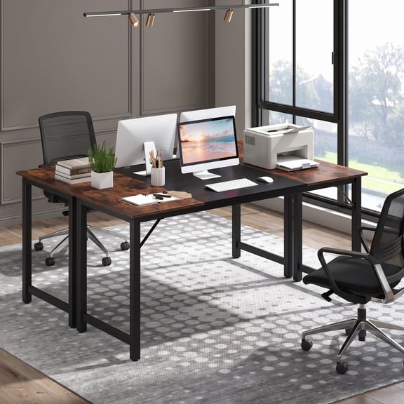 63" Modern Splice Computer Desk with Heavy Duty Steel Frame, Large Home Office Desk Executive Desk