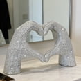 thumbnail image 4 of ERTZAE Resin Heart Hands Sculpture,Silver 5X3In,Eye-Catching Heart Hands Figurine For Gift Giving,Sparkle Beaded Heart Statue,Modern Art Figurine,Office Desk Decor,Desk Decorations For Women Office, 4 of 4