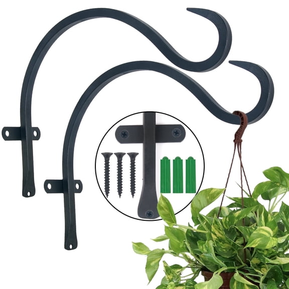 Gamexcel 2 Pack 12in Bird Feeder Heavy Duty Wall Iron Plant Hanger Outdoor, Hanging Capacity 44 lbs,Black