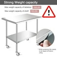 thumbnail image 5 of PRIJESSE Stainless Steel Commercial Kitchen Prep & Work Table with 4 Casters (Wheels) - 36 L x 24 W Inches, 5 of 10