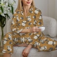 thumbnail image 6 of Salouo Forest Animal Pattern Women's Pajamas Set Long Sleeve Button Down Sleepwear Soft Pj Lounge Sets for women 2 Piece Pjs Set with Long Pants-Small, 6 of 7