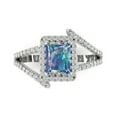 thumbnail image 2 of 4.0ct Emerald Cut Blue Natural Sky Blue Topaz 14k Yellow Gold Engraving Statement Bridal Wedding Three-Stone Designer Ring Size 5.75, 2 of 7