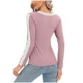 thumbnail image 5 of Clearance-Sale Women Summer Tops 2023 Long Sleeve Deep V-Neck Casual Blouses for Women Lace Patchwork Slim Fit Comfy Lightweight Daily Shirts for Women Weekly-Deals（Pink,2XL）, 5 of 5