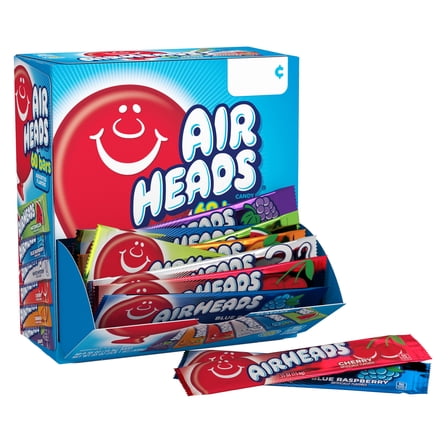 Airheads Peanut-Free Full-Size Chewy Candy Bars, Assorted Fruit Flavors, Bulk Candy Individually Wrapped, 60 Count Box