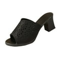 thumbnail image 2 of Women's Slippers Chunky Heel Open Toe Slip-On Slides Slippers Women's Fashionable Casual Daily Outdoor Beach Shoes Footwear Black 39, 2 of 7