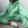 thumbnail image 5 of Womens 2 Piece Sweatsuits Oversized Hoodies Sweatshirt Wide Leg Sweatpants Matching Sets Lounge Tracksuits Outfits Green 2XL, 5 of 7