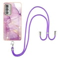 thumbnail image 2 of Allytech Moto Edge 20 Pro Case, Luxury Marble Pattern Rubber TPU Shoulder Strap Lanyard Drop Protection Anti-scratch Shock-absorbing Back Cover Case for Motorola Moto Edge 20 Pro, Lightpurple, 2 of 4
