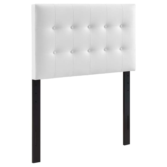 Drevy Emily Tufted Button Faux Leather Upholstered Headboard in White