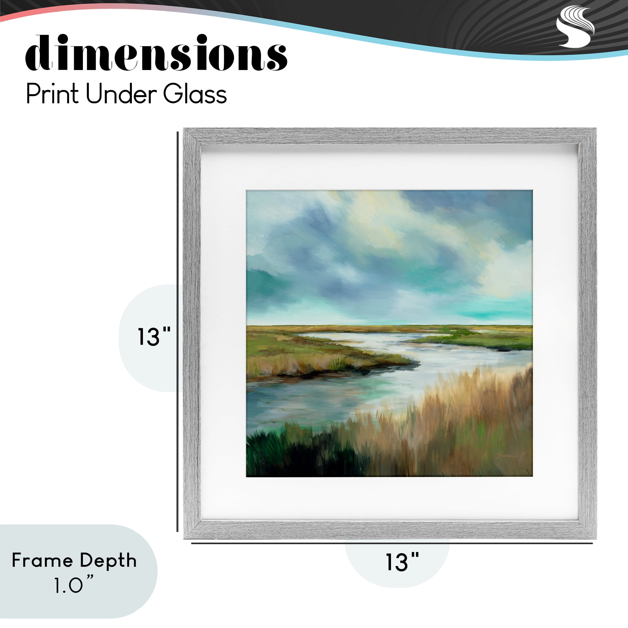 Stupell Industries Tranquil Meadow and Wetlands Gray Framed Print Under Glass, design by Liz Jardine