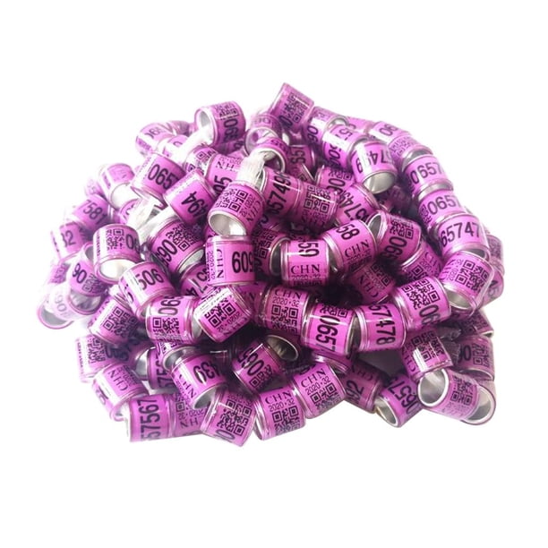 100 Piezas De Aluminio Pájaro Paloma Palomas Anillos De Pie Bandas 8 Mm Púrpura Sunnimix Anillos de pata de paloma de carreras