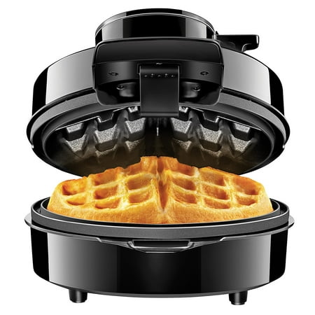 Chefman Perfect Pour Volcano® Belgian Waffle Maker w/ No Overflow Design, Round Waffle-Iron for Mess-Free Waffles, Measuring Cup, Pour Spout & Cleaning Tool Included,