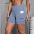 thumbnail image 5 of Mifsaly Womens High Waisted Biker Shorts Tummy Control Yoga Shorts with Pockets Athletic Compression Workout Running Gym Cycling Exercise Clothes Light Blue,M, 5 of 7