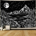 thumbnail image 2 of Black and White Mountain Forest Tapestry for Bedroom Aesthetic Dark Nature Lake Landscape Tapestries Wall Hanging Moon and Stars Wall Tapestry for Living Room Dorm, 2 of 7
