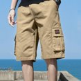 thumbnail image 6 of zeranth Men Cargo Shorts Loose Straight Multi Pockets Elastic Waist Casual Knee Length Deep Crotch Breathable Men Summer Sport Streetwear Shorts, 6 of 7