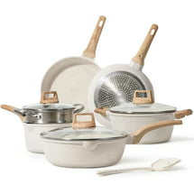 Carote Pots and Pans Set Nonstick, 10 Pcs White Granite Induction Kitchen Cookware Sets