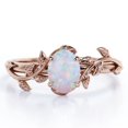 thumbnail image 1 of JeenMata Inspirado en la Naturaleza: Anillo de Compromiso con Engaste de Cuatro Puntas y Ópalo Arcoíris de Forma Ovalada de 1,3 Quilates, Chapado en Oro Rosa de 18 K sobre Plata, 1 of 6