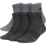 Adidas Men's Superlite 3.0 Quarter Socks, Grey/Black, 6 Pack, Large