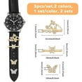 thumbnail image 2 of 3 Styles 2 Colors Watch Band Charm Alloy Watch Band Series Decorative Ring Loops Rhinestones Watch Strap Charms Platinum Light Gold Butterfly and Flower Slide Accessories DIY, 2 of 6