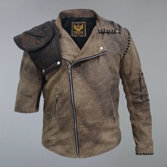 Max Mad 4 Real Leather Biker Jacket - Motorcycle Road Fury Outfit - Halloween Cosplay Costume