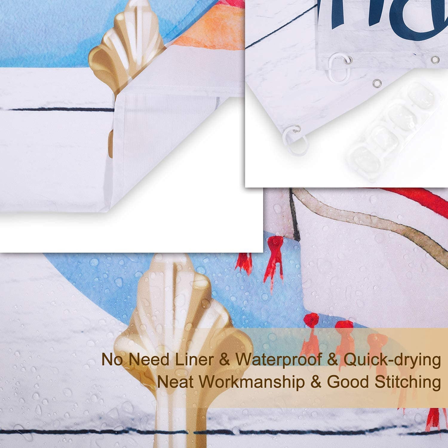 Kids Shower Curtain, Girls Shower Curtain, Boys Shower Curtain, Funny Words Teen Motivational Shower Curtains, 72W x 72H inch Extra Long Wide Shower Curtain with Hooks Kids Bathroom Decor