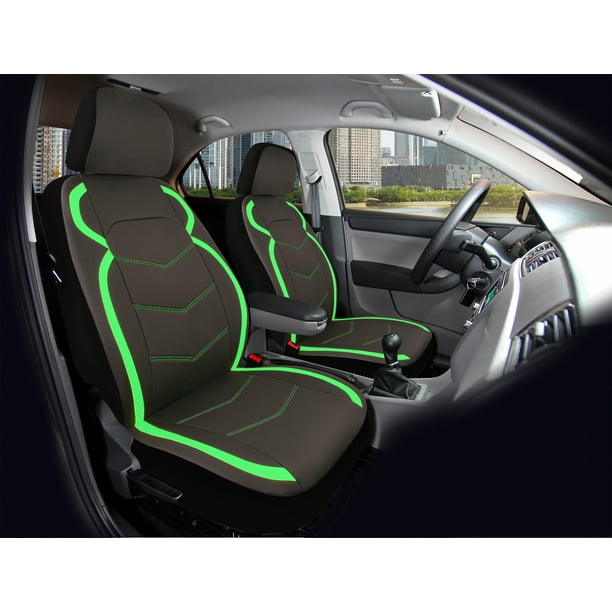 Auto Drive Glow in the Dark Faux Leather Car Seat Covers Black and