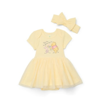 Disney Baby Wishes   Dreams Character Infant Baby Dress and Bow Headband Set, 2-Piece, Sizes Newborn-12 Months