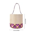 thumbnail image 3 of Yakvarog Halloween Canvas Tote Basket 8.8" x 9", Plaid Patchwork Fabric with Handle, Trick or Treat Candy Bags for Gifts, Toys, Party Favor & Home Holiday Decor, 3 of 6