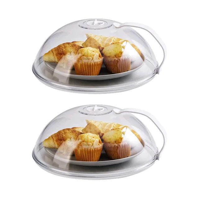 Paquete de 2 cubiertas para salpicaduras de microondas, cubierta para microondas para alimentos, tapa protectora para placa de microondas sin BPA con rejillas de ventilación de vapor ajustables