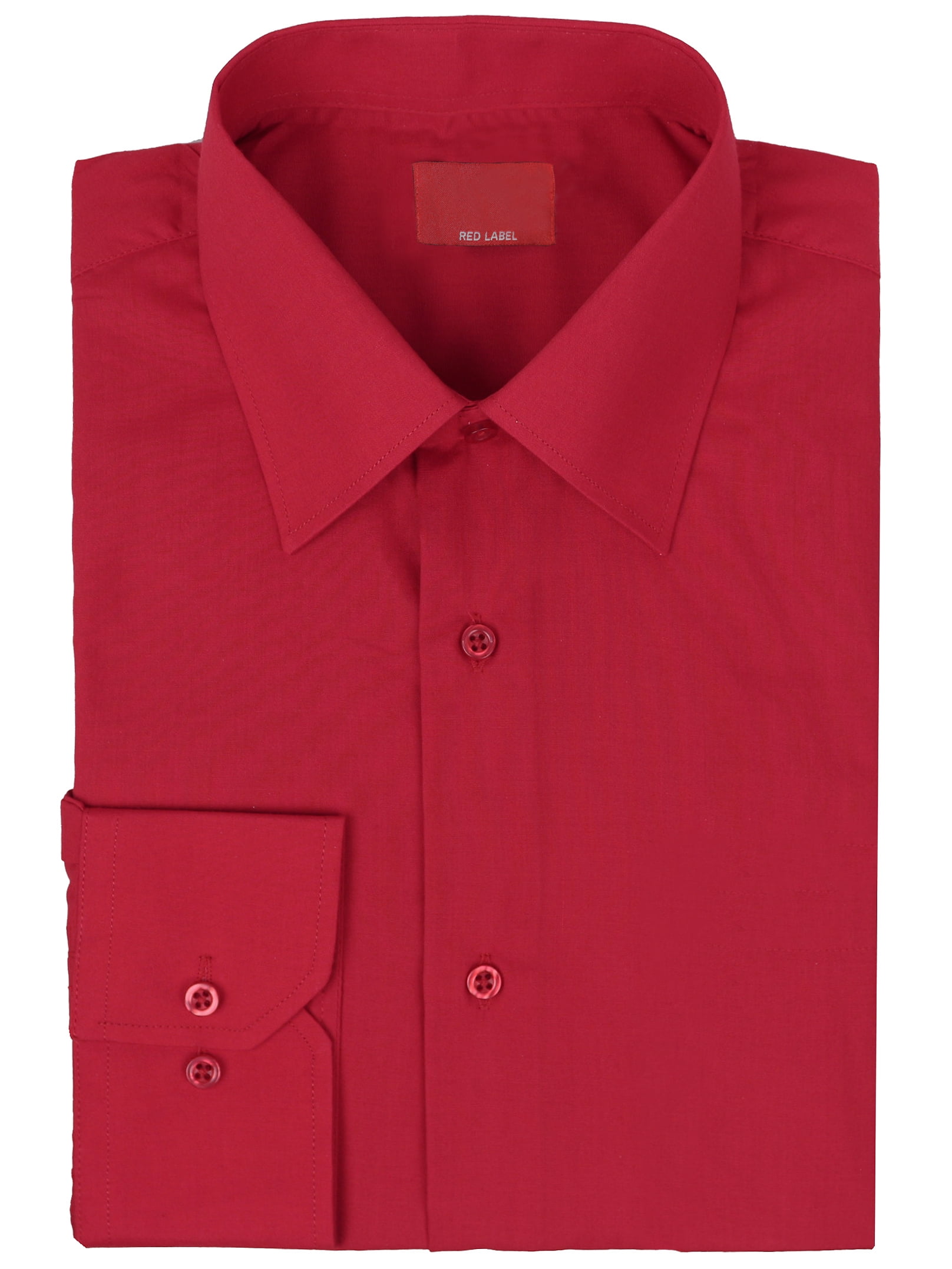 VKWEAR - Red Label Men's Long Sleeve Slim Dress Shirt D-10 (Red, XL ...
