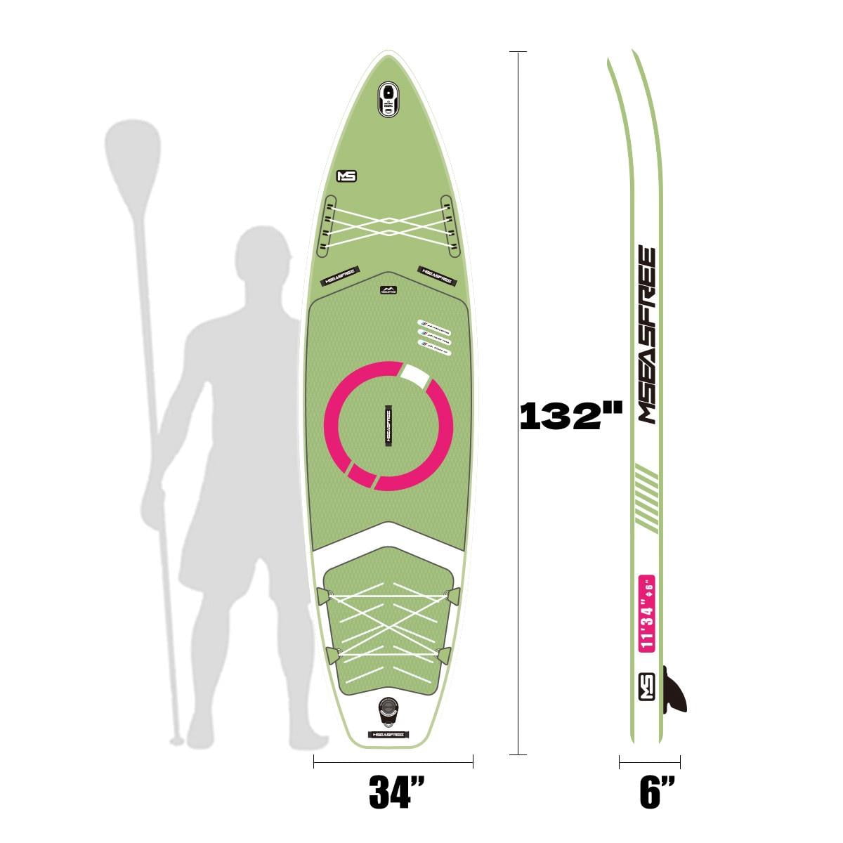 11FT Paddle Board for Adult & Teen, Seizeen Inflatable Paddle Board Non-slip Stand Up Board Set with Accessories, Paddle Pump Backpack Fin Leash Repair Kit, 6'' Extra Thick Up to 380LBS